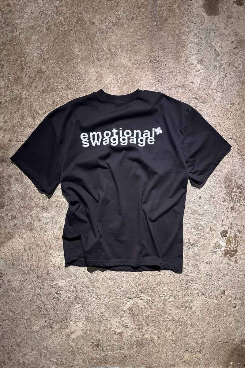 Emotional Swaggage Baskılı Siyah Oversize Tişört 