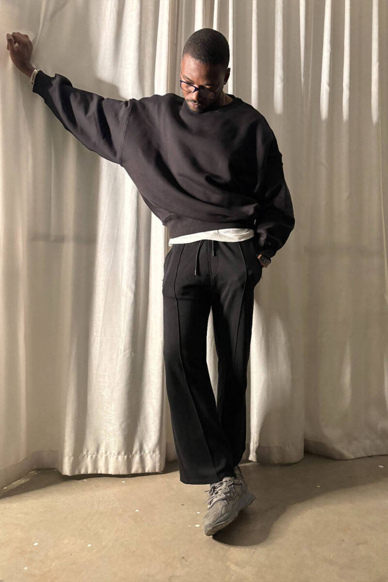 Extra Oversize Siyah Heavyweight Sweatshirt - 7