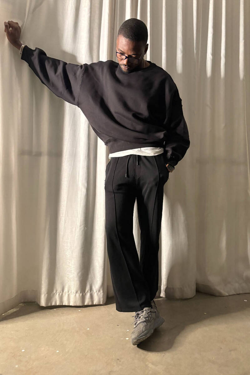 Extra Oversize Siyah Heavyweight Sweatshirt - 7