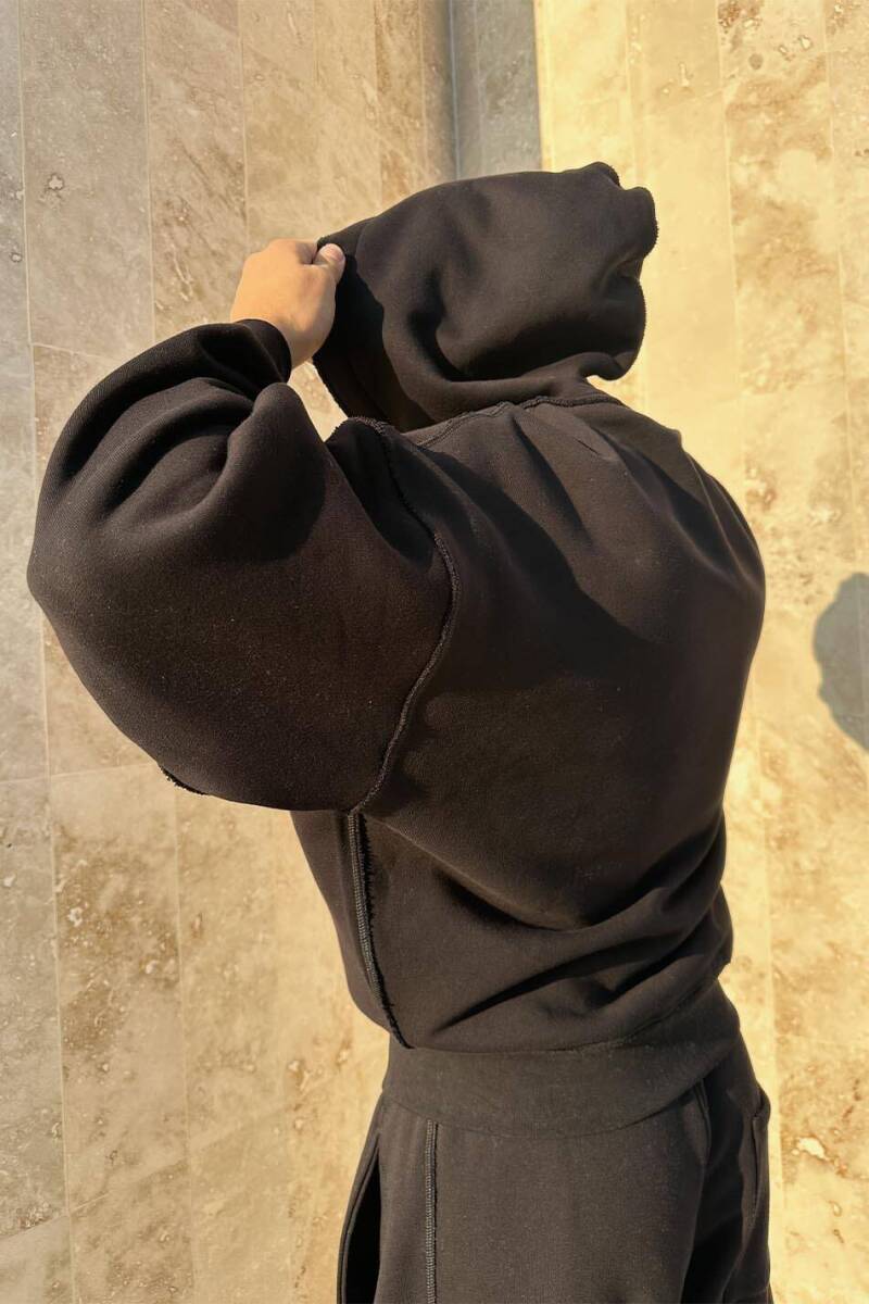 Extra Oversize Siyah Heavyweight Hoodie - 10