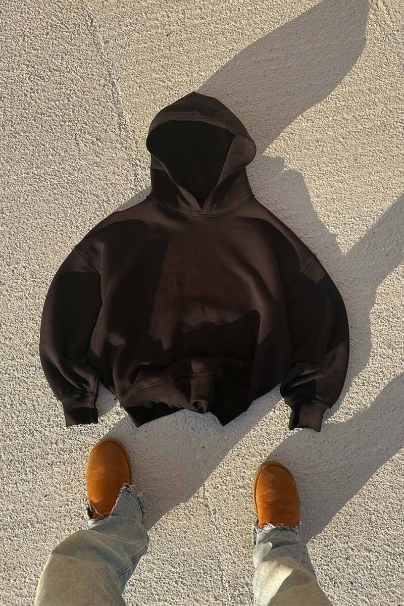 Extra Oversize Siyah Heavyweight Hoodie - 4