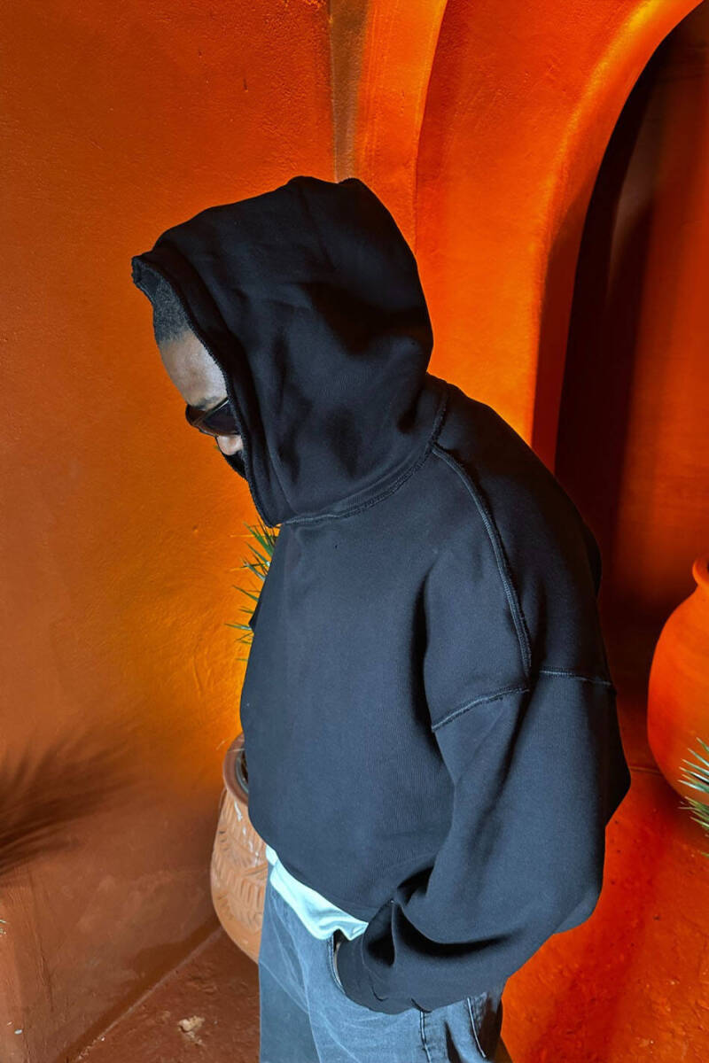 Extra Oversize Siyah Heavyweight Hoodie - 8