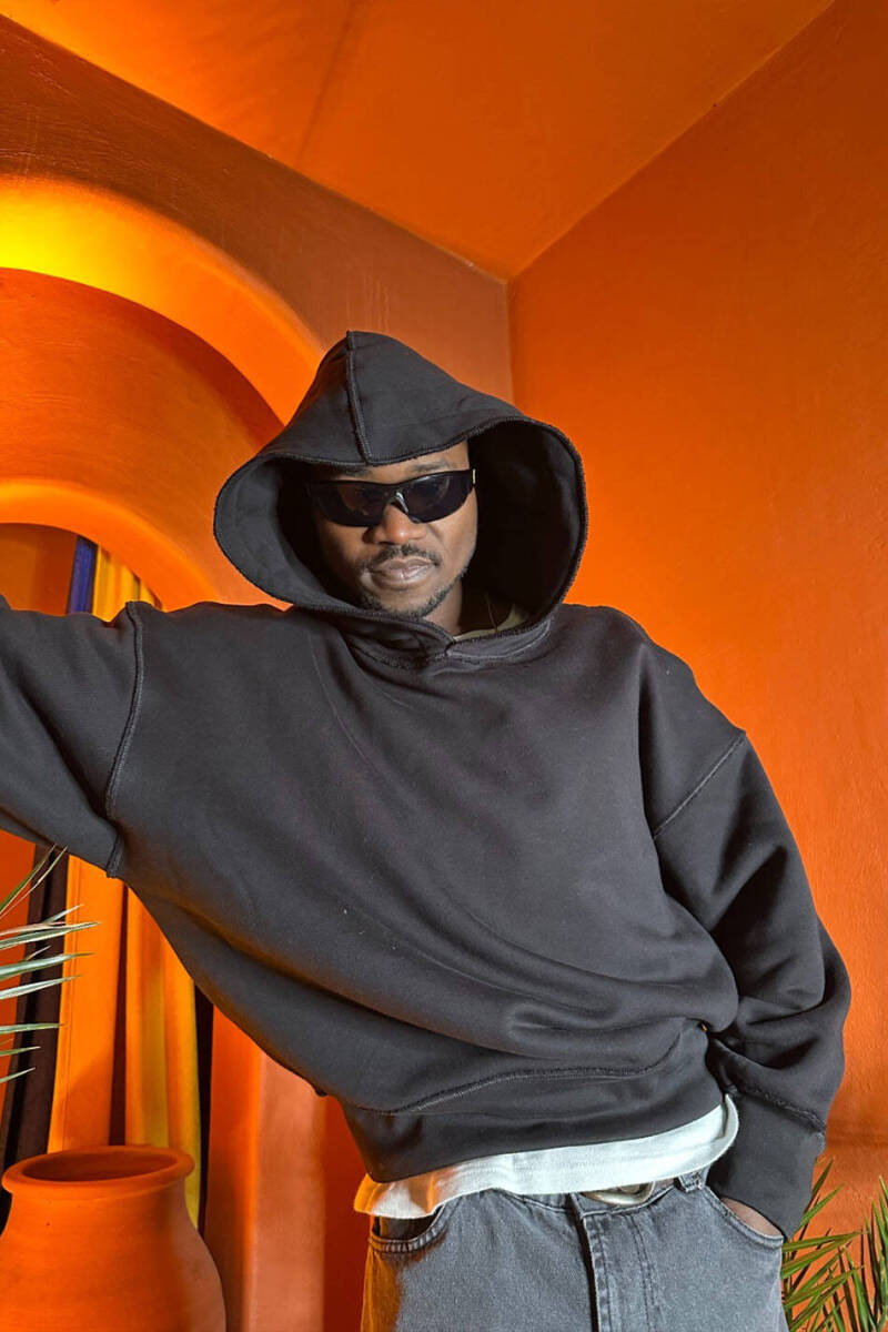 Extra Oversize Siyah Heavyweight Hoodie - 6