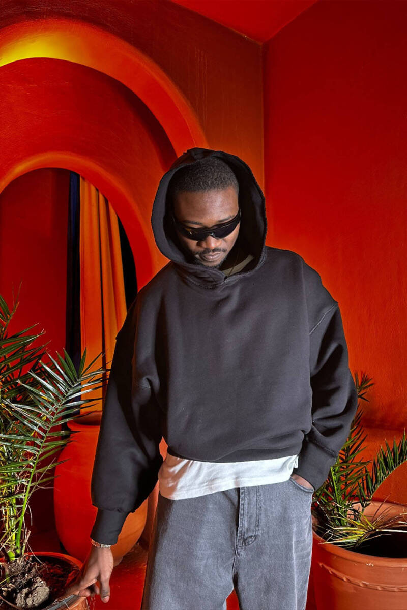 Extra Oversize Siyah Heavyweight Hoodie - 3