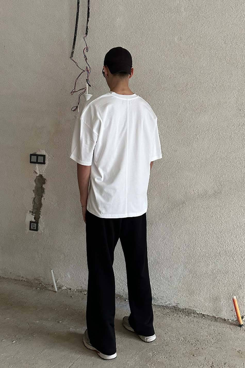 Fight Club Baskılı Ters Dikiş Detaylı Beyaz Heavyweight Oversize Tişört - 3