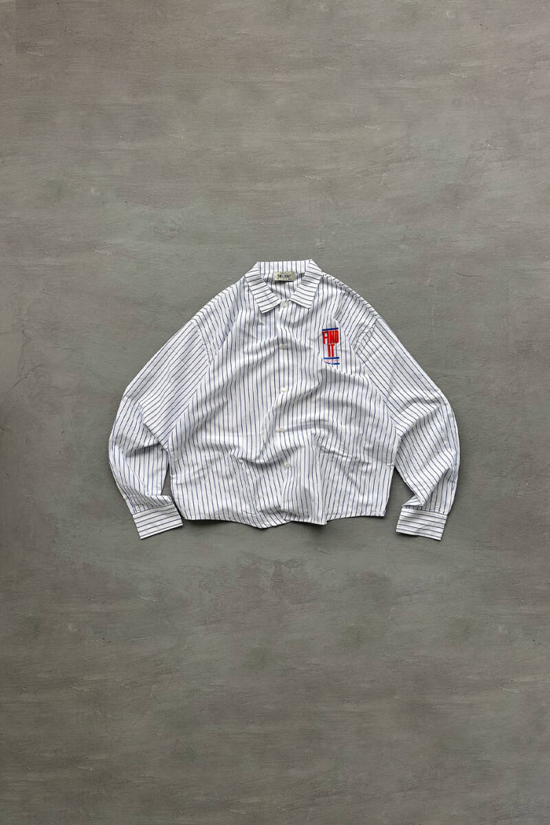 FIND IT İnce Lacivert Çizgili Oversize Gömlek - SOLDOUT (1)