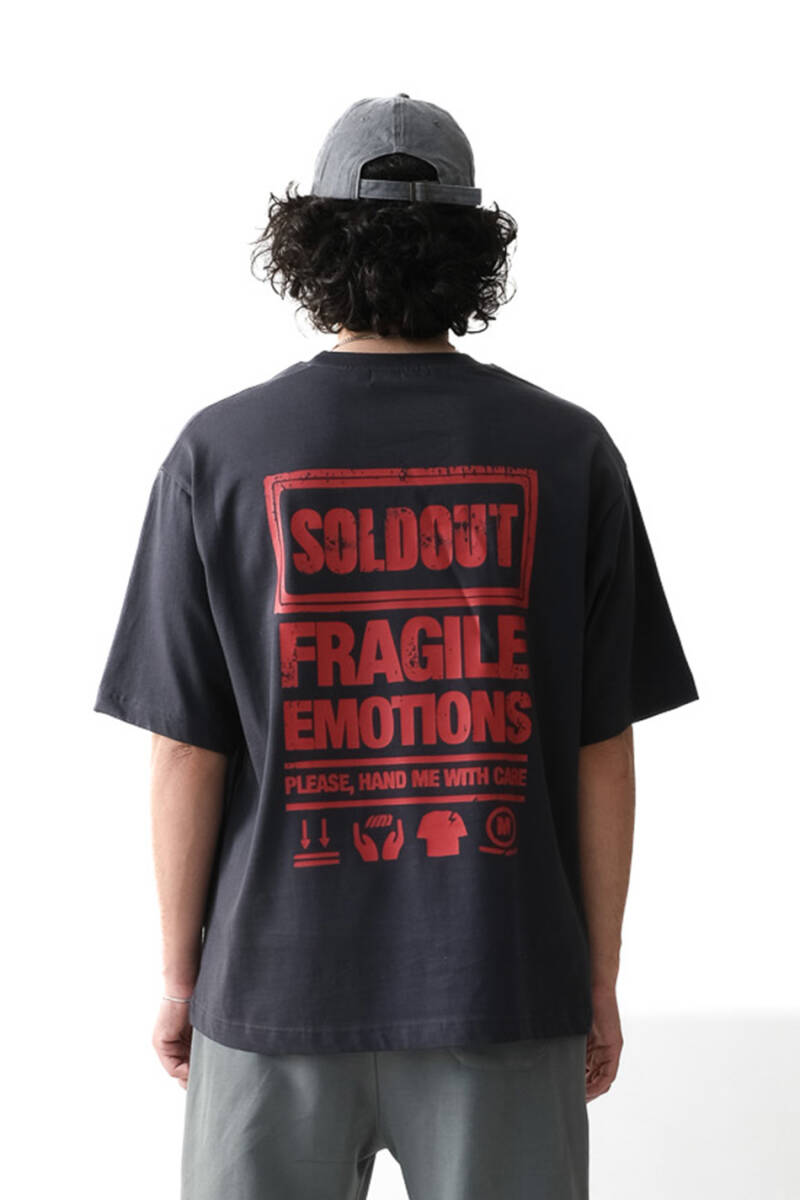Fragile Emotions Antrasit Oversize Tişört - 1