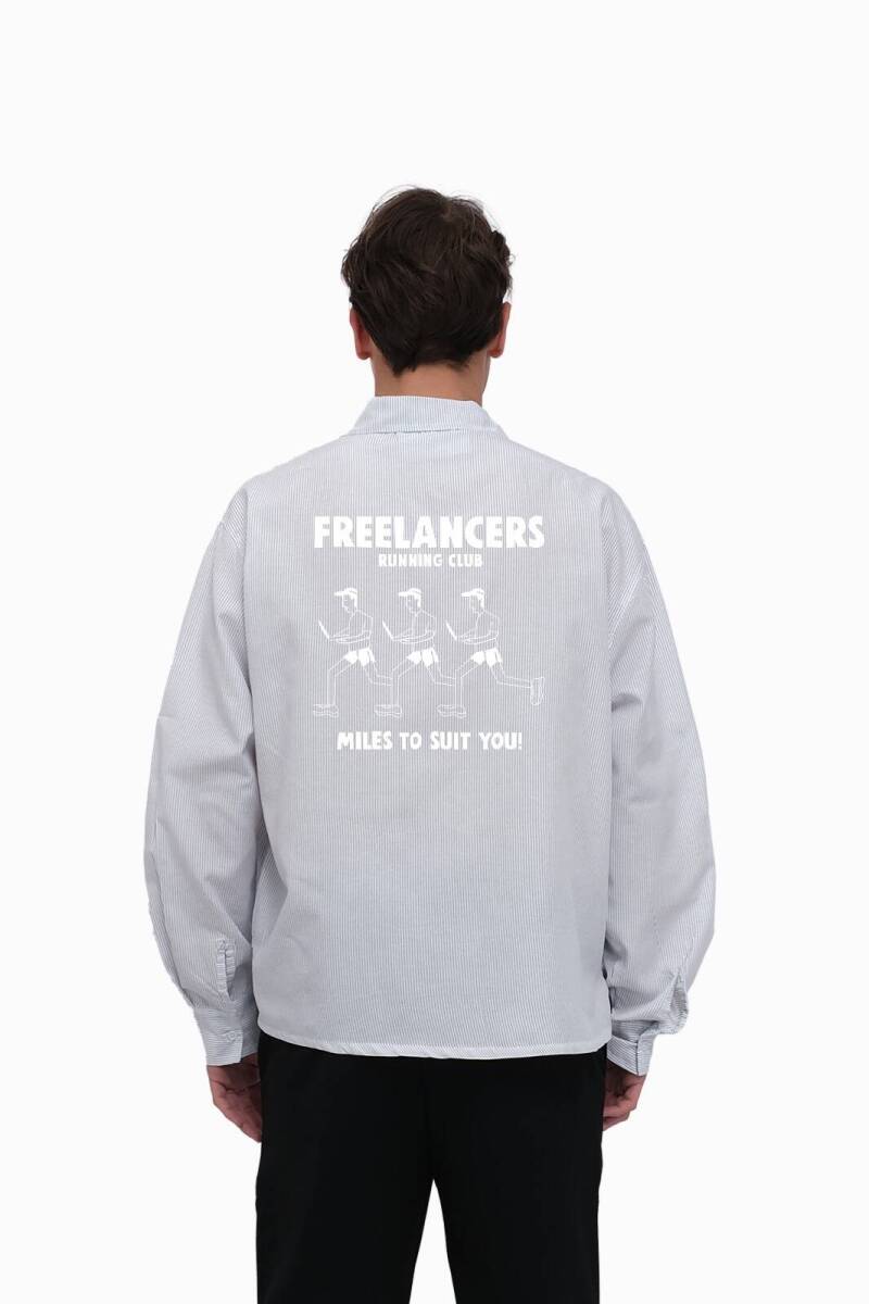  Freelancers İnce Siyah Çizgili Oversize Gömlek - 1