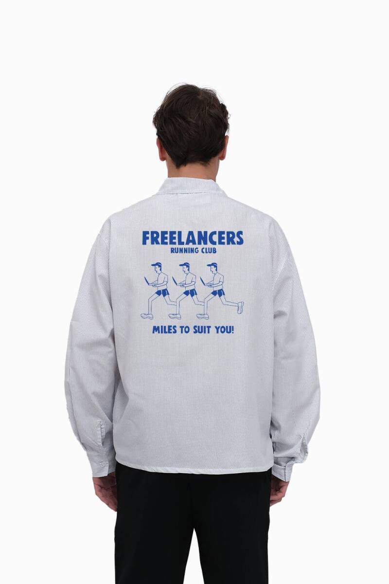  Freelancers İnce Siyah Çizgili Oversize Gömlek - 1