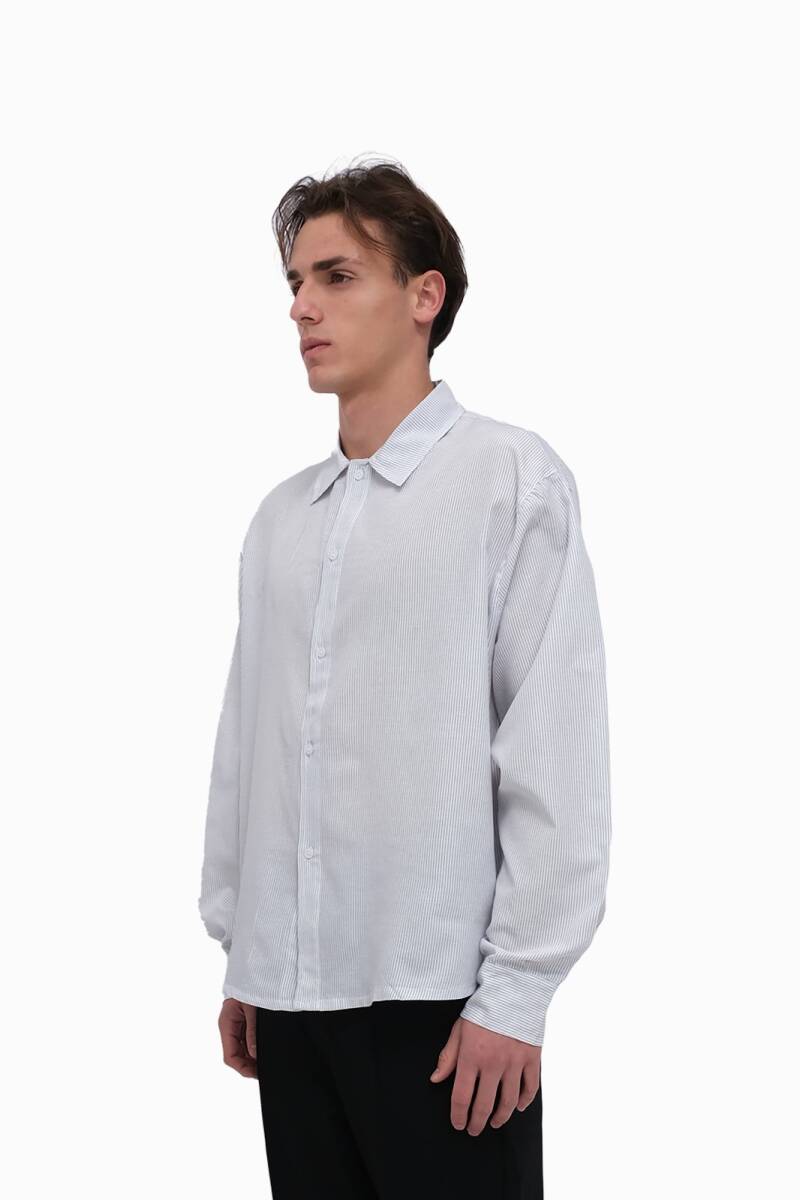  Freelancers İnce Siyah Çizgili Oversize Gömlek - 2