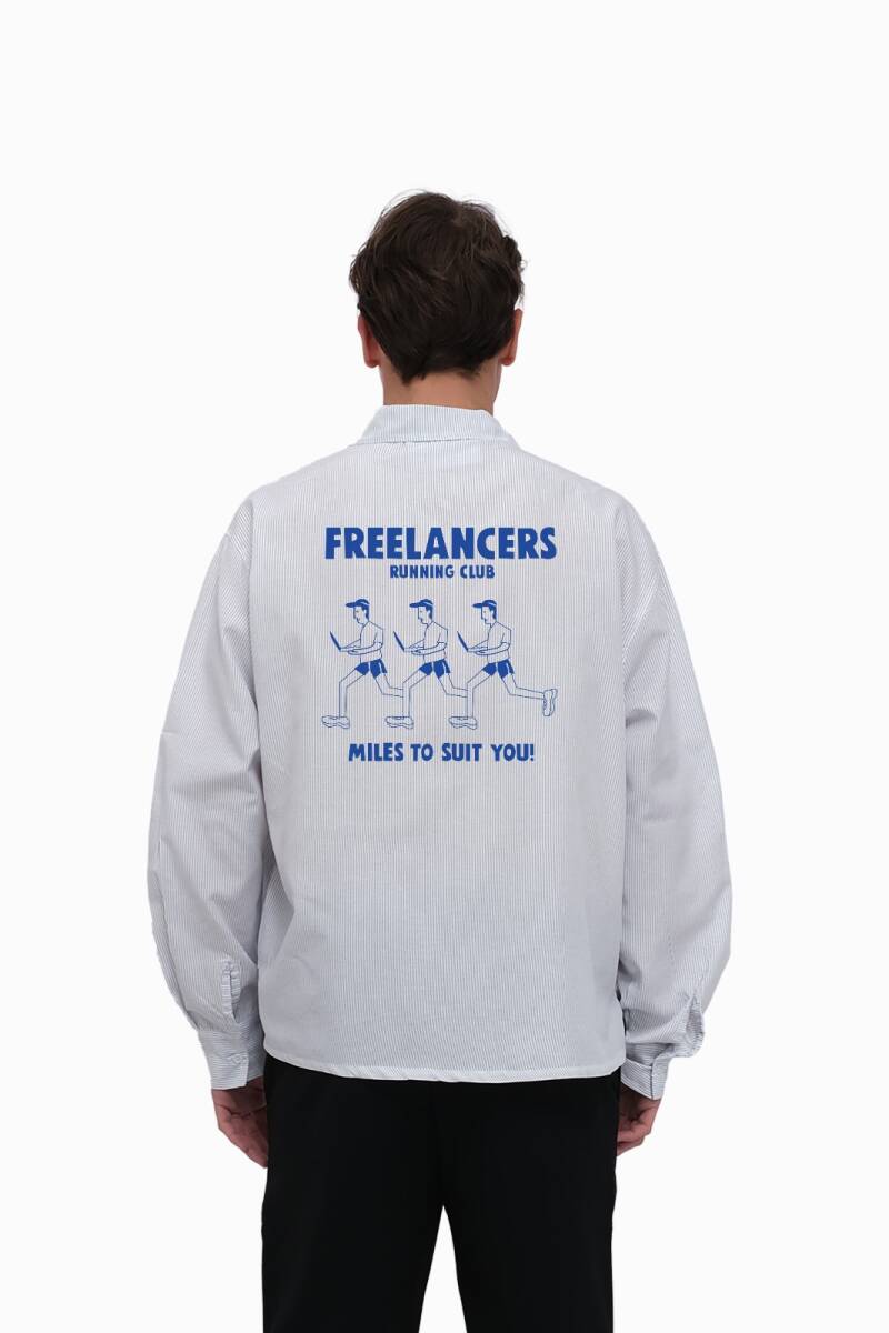  Freelancers İnce Siyah Çizgili Oversize Gömlek - 1