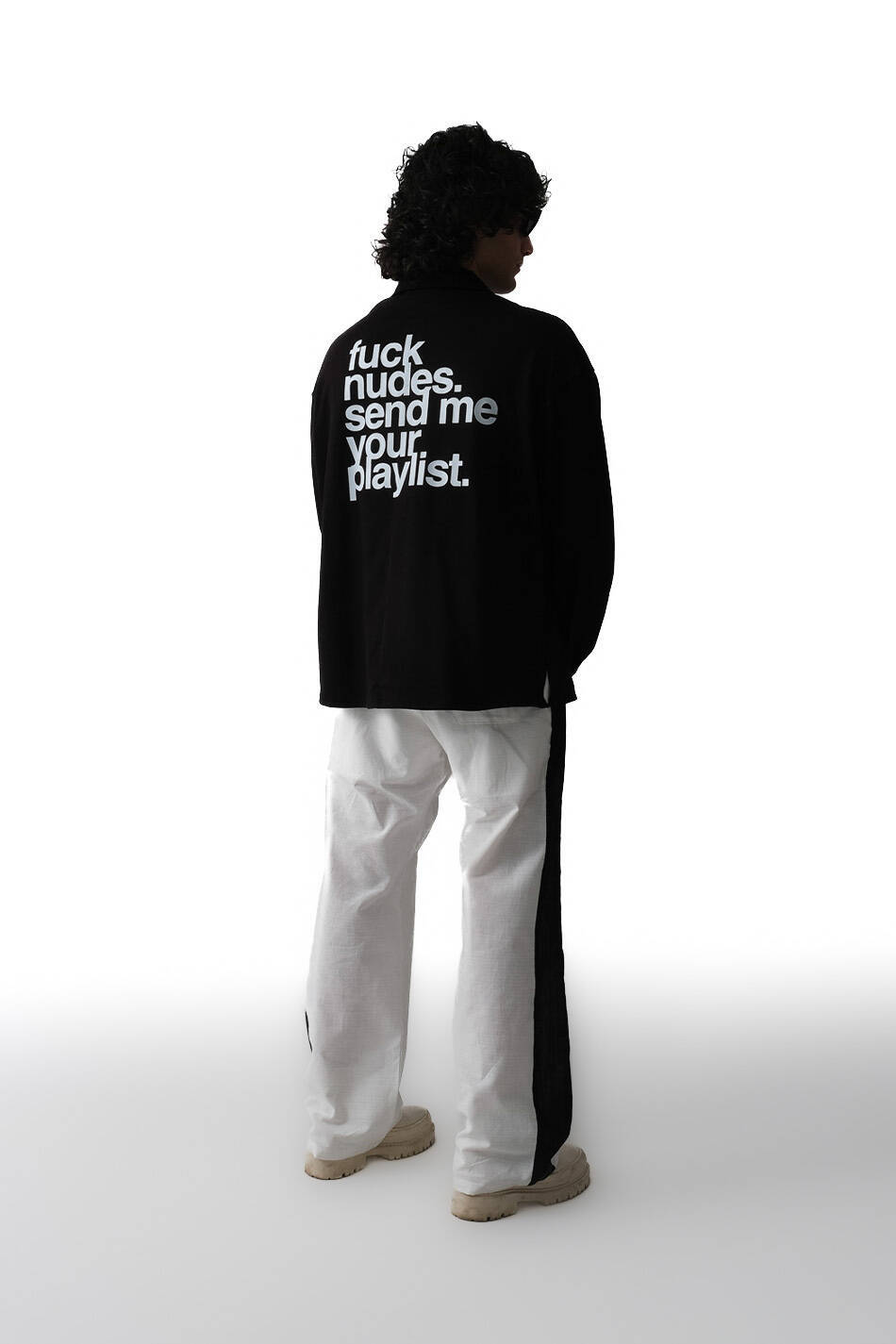Fuck Nudes Siyah Oversize %100 Pamuk İnce Gömlek - 3
