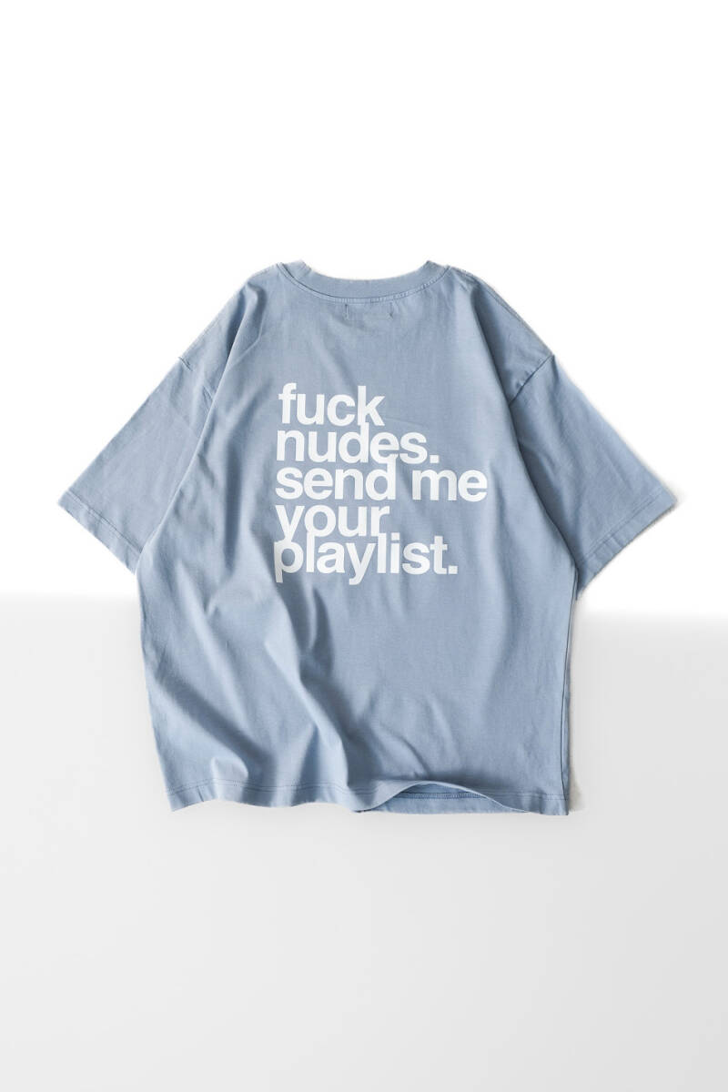 Fuck Nudes Bebek Mavisi Oversize Tişört - 1