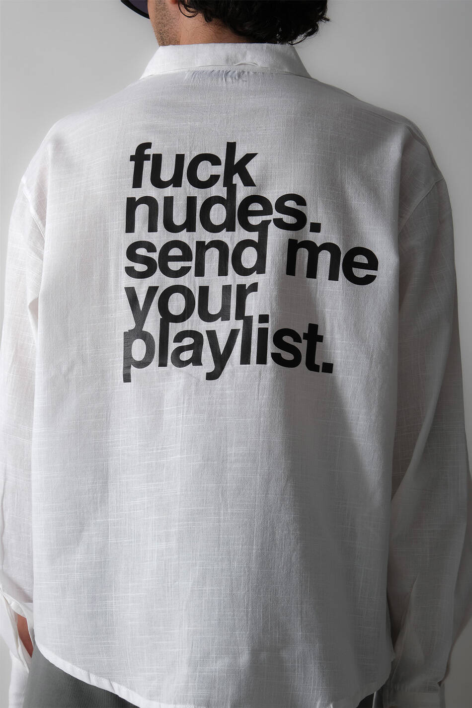 Fuck Nudes Beyaz Oversize %100 Pamuk İnce Gömlek - 4