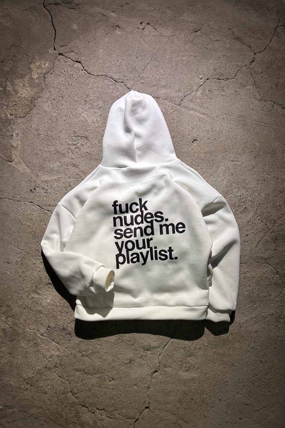 Fuck Nudes Ekru Oversize Boxy Fit Hoodie - 1