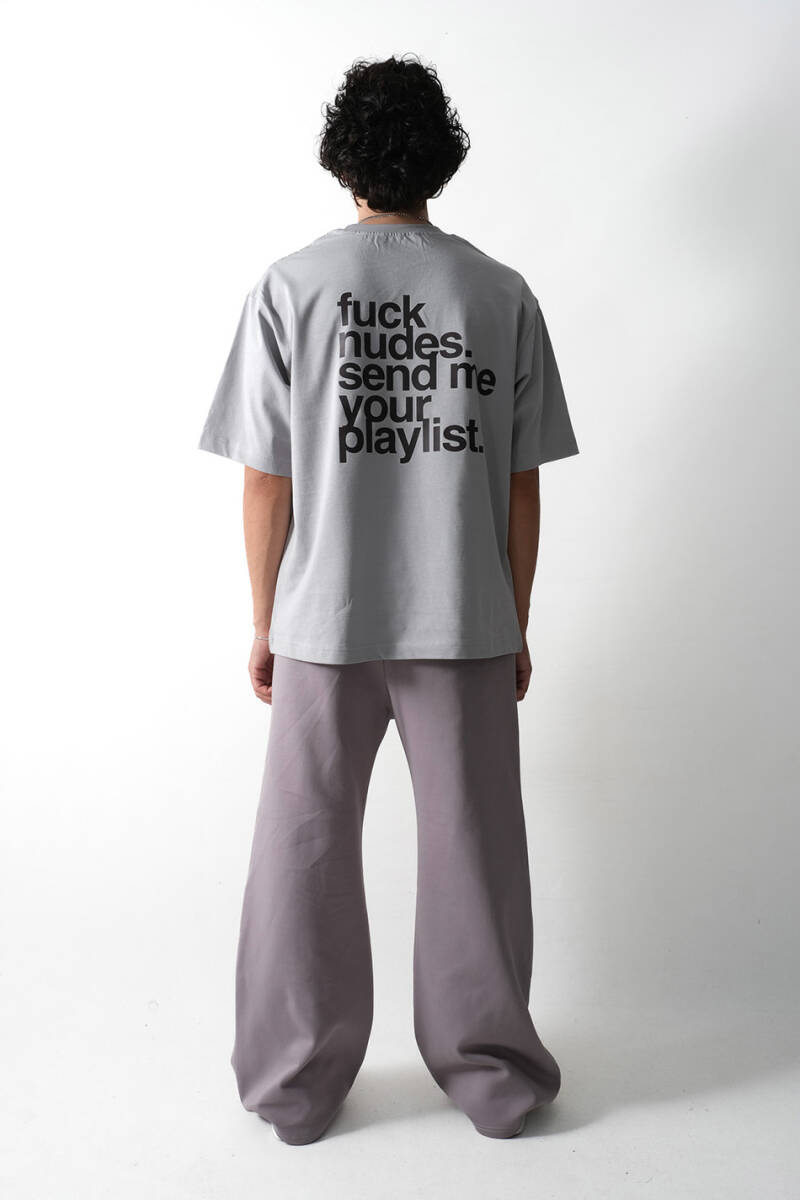 Fuck Nudes Gri Oversize Tişört - 2