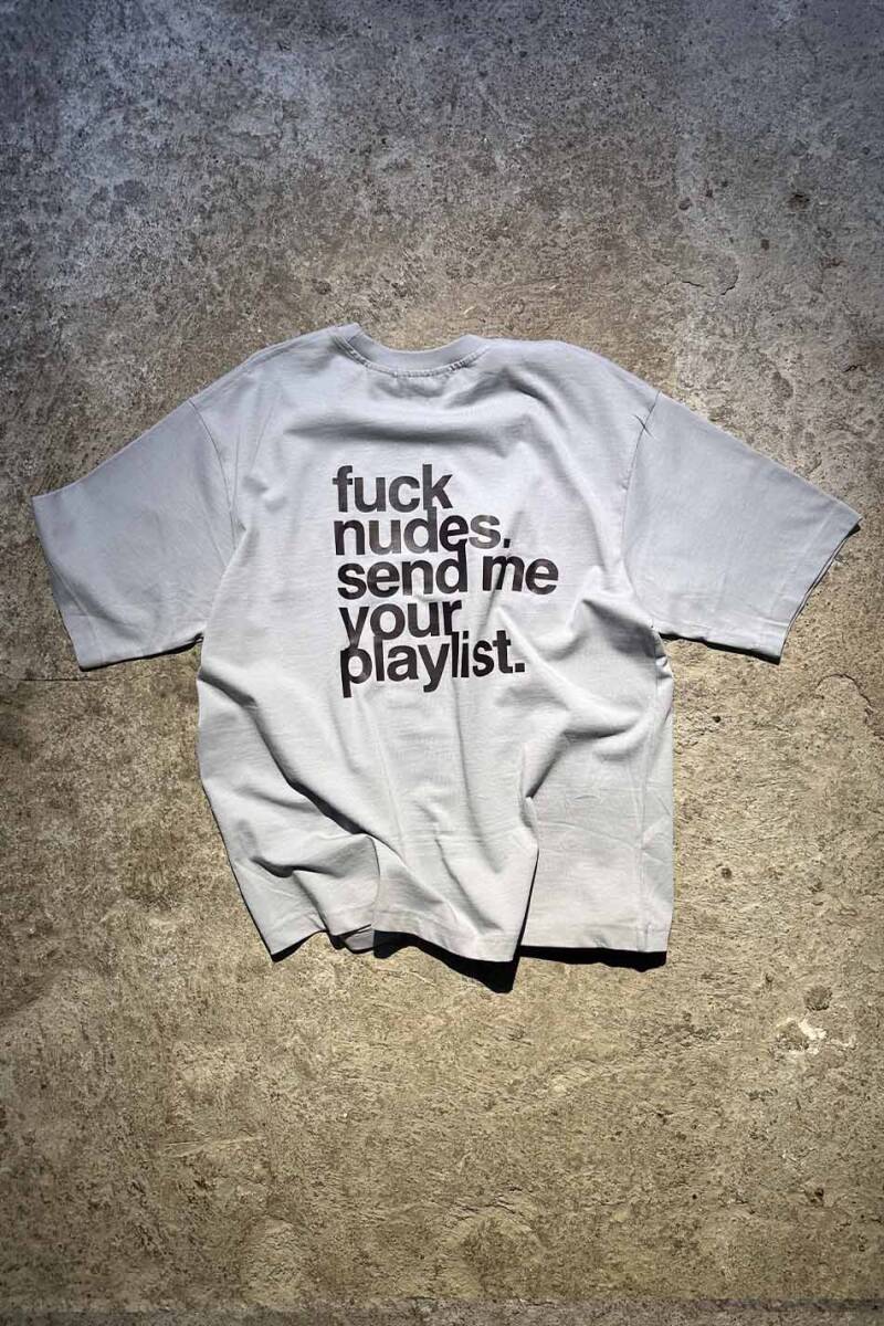 Fuck Nudes Gri Oversize Tişört - SOLDOUT