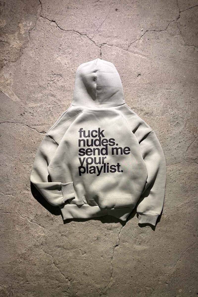 Fuck Nudes Taş Rengi Oversize Boxy Fit Hoodie - SOLDOUT