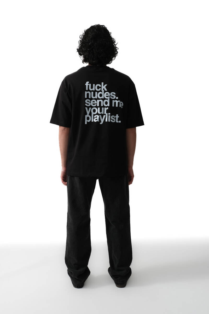 Fuck Nudes Siyah Oversize Tişört - 2