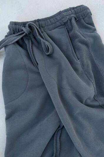 Füme Ters Kumaş Detaylı Baggy Eşofman - 5