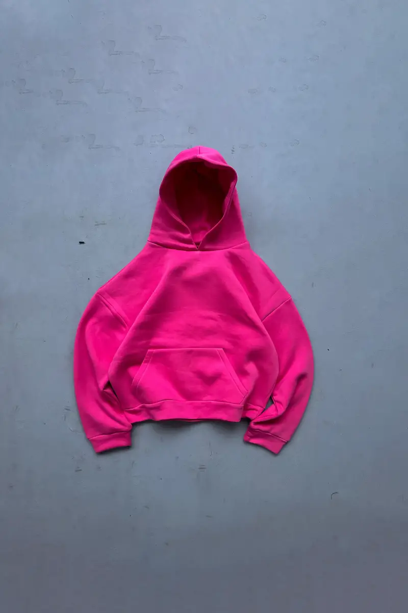 Fuşya Oversize Boxy Fit Hoodie 