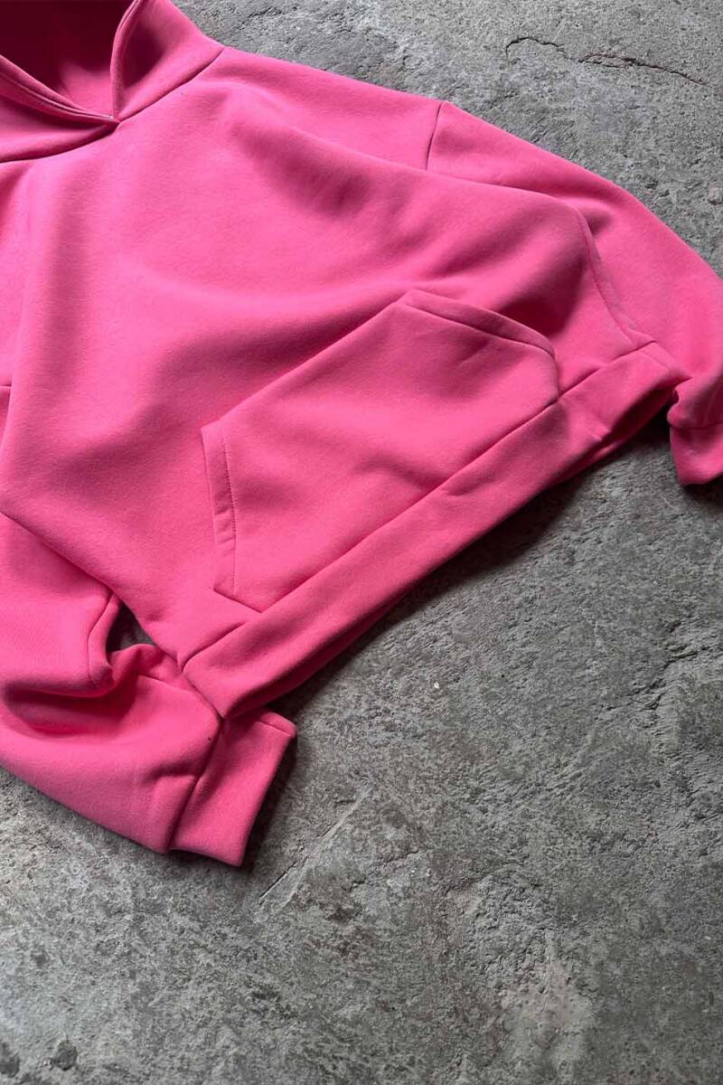 Fuşya Oversize Boxy Fit Hoodie - SOLDOUT (1)