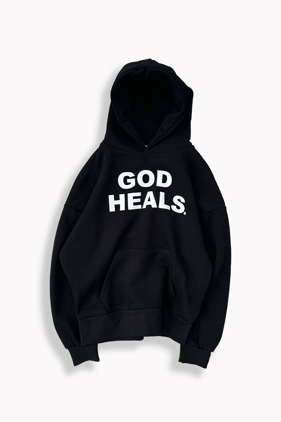 God Heals Siyah Oversize Boxy Fit Hoodie - SOLDOUT