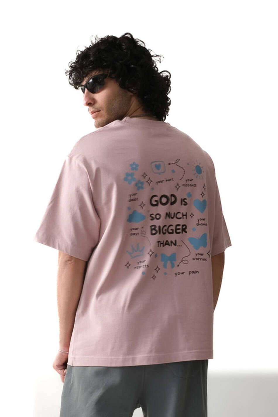 God is So Much Bigger Than Pudra Oversize Tişört - SOLDOUT