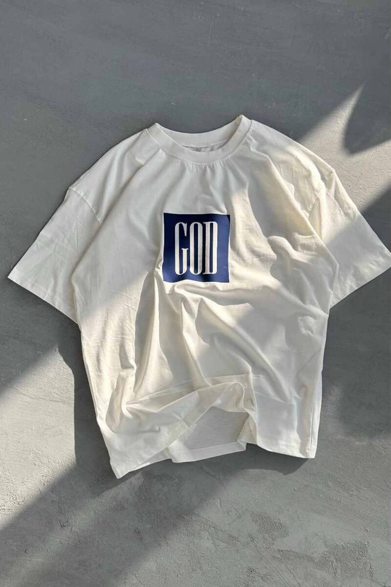 God Baskılı Oversize Tişört - 4