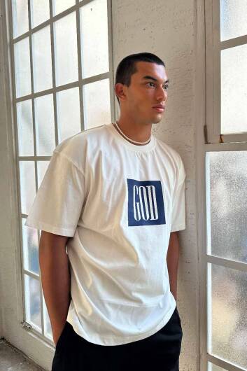 God Baskılı Oversize Tişört - 2