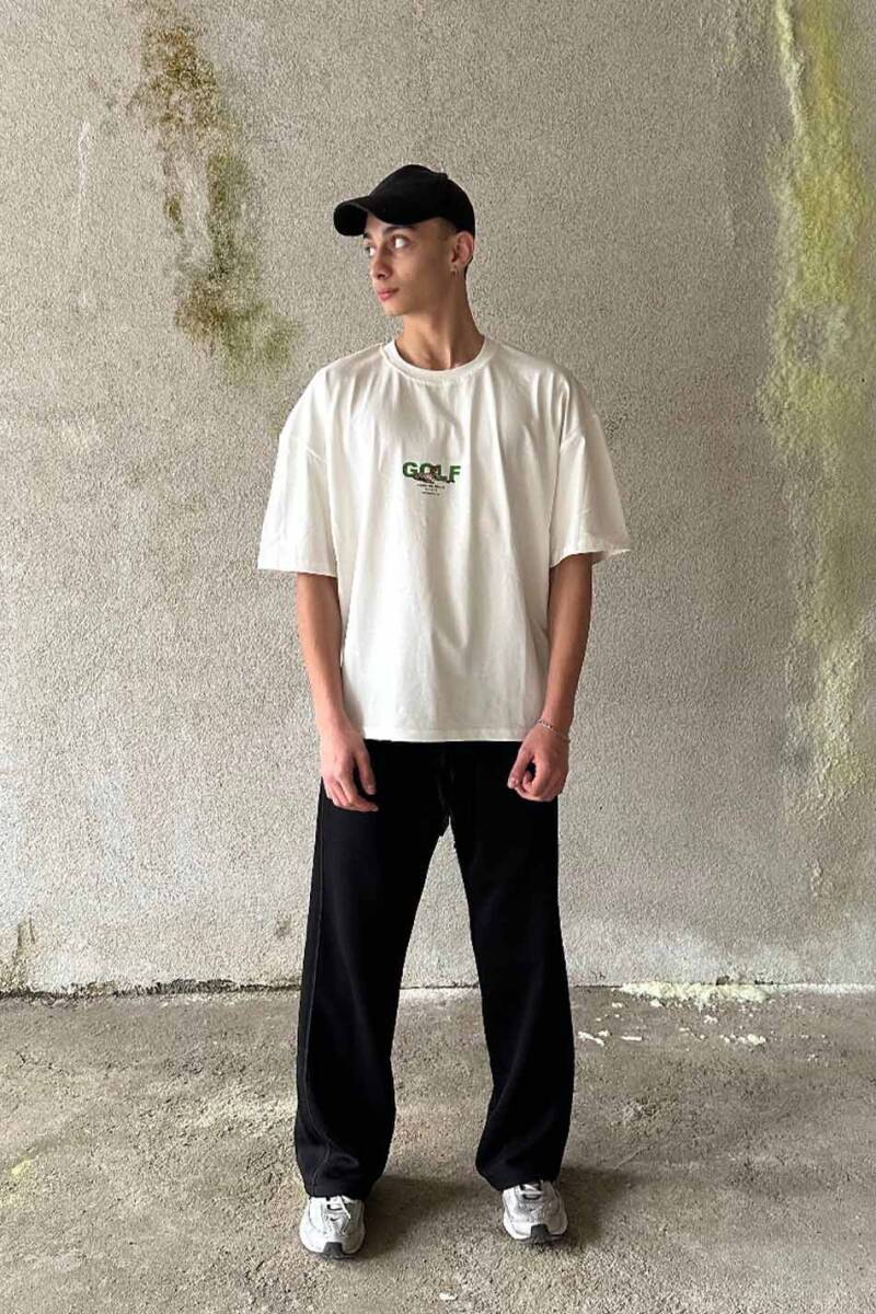 Golf Baskılı Oversize Tişört 