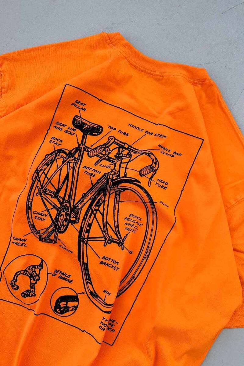 Bike Turuncu Baskılı Oversize Tişört - 3