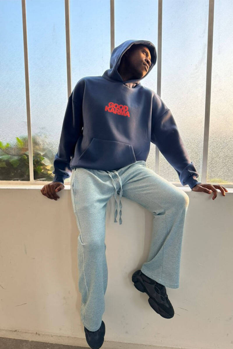 Good Karma İndigo Oversize Boxy Fit Hoodie - SOLDOUT