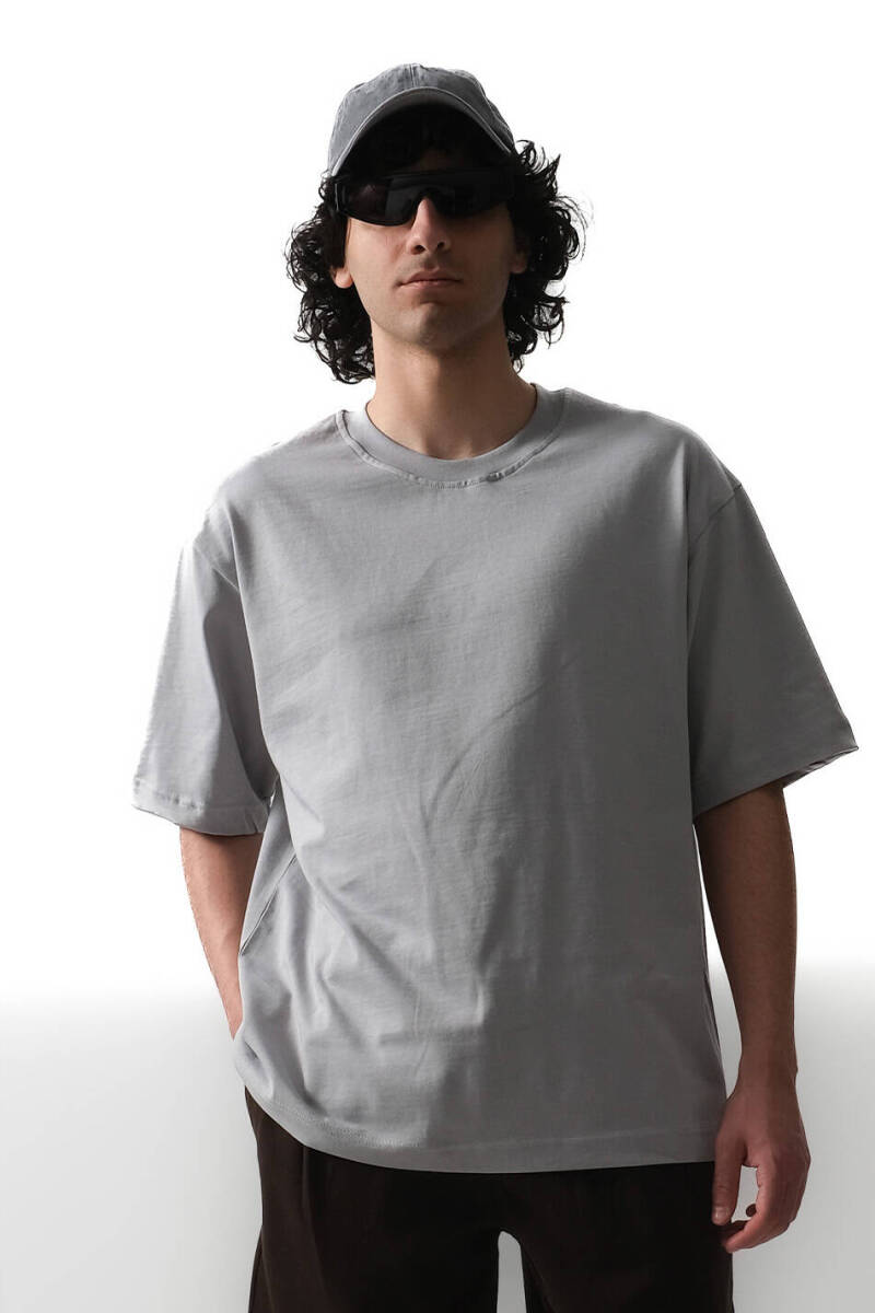 Gri Basic Oversize Tişört 