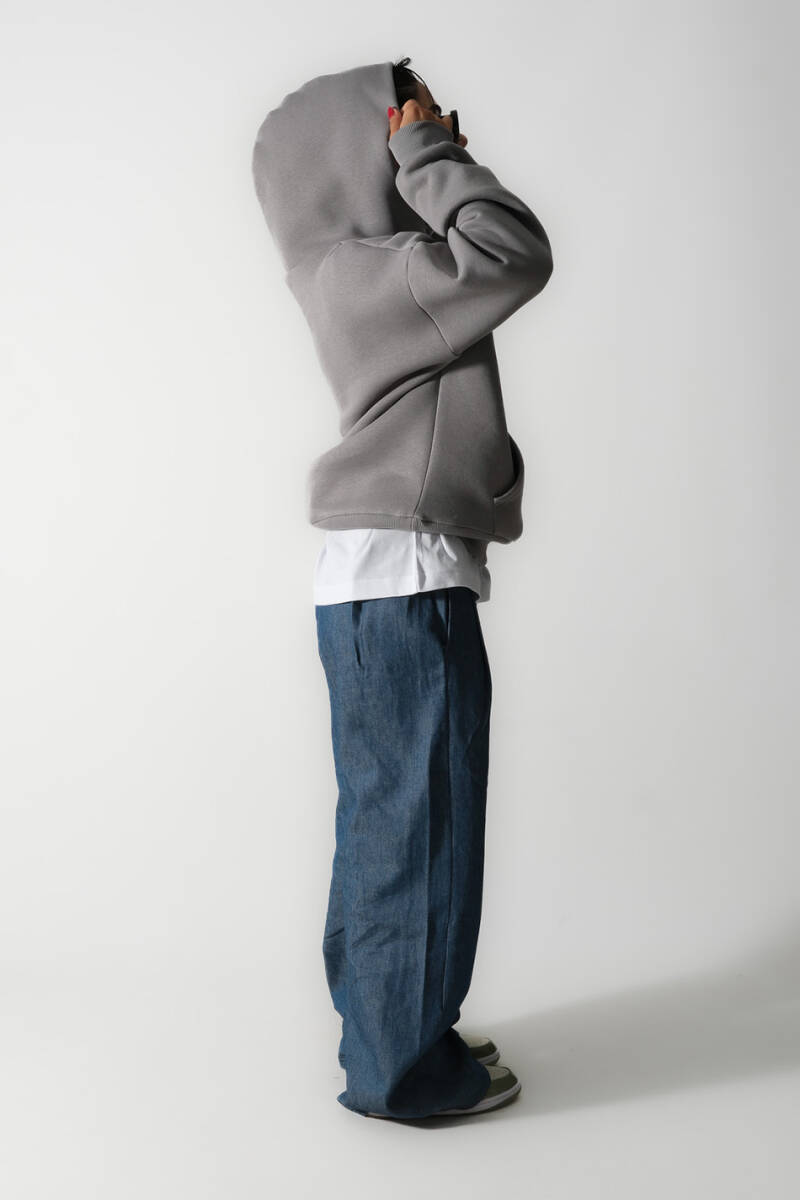 Gri Oversize Boxy Fit Hoodie - 5