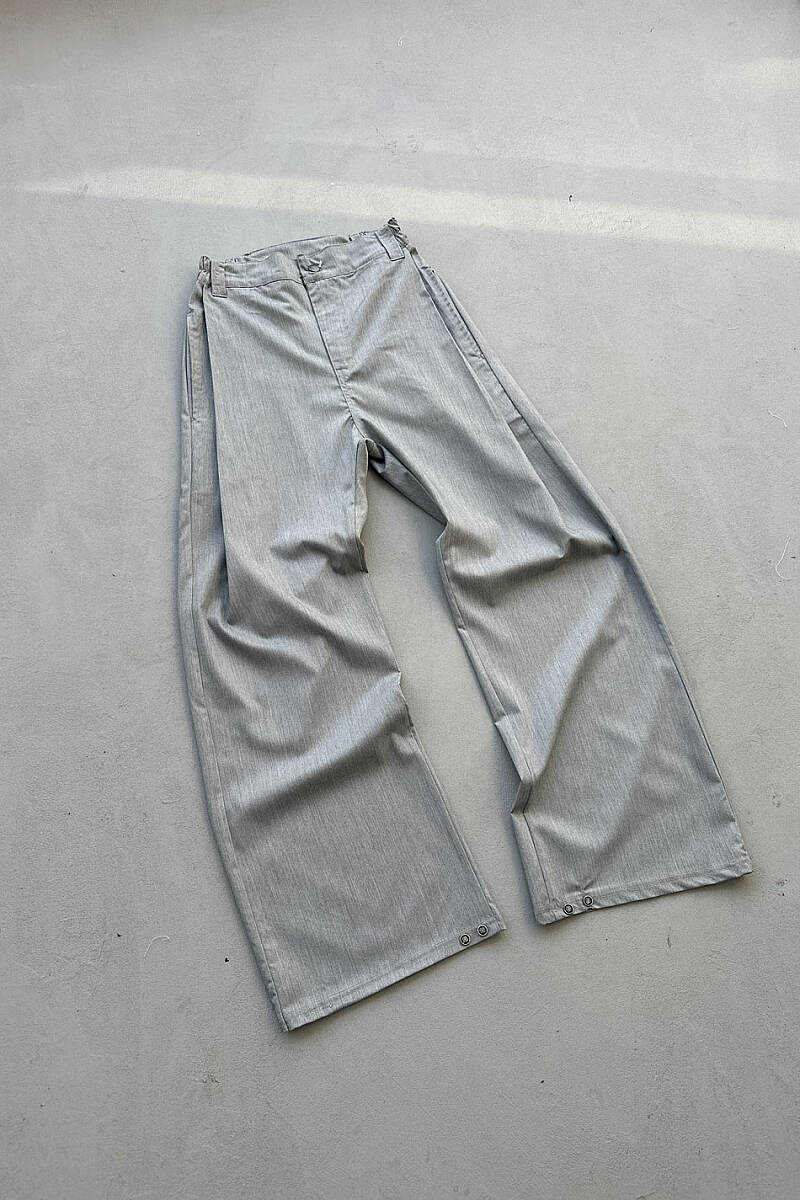 Gri Fenna V2 Pileli Baggy Kumaş Pantolon - 8