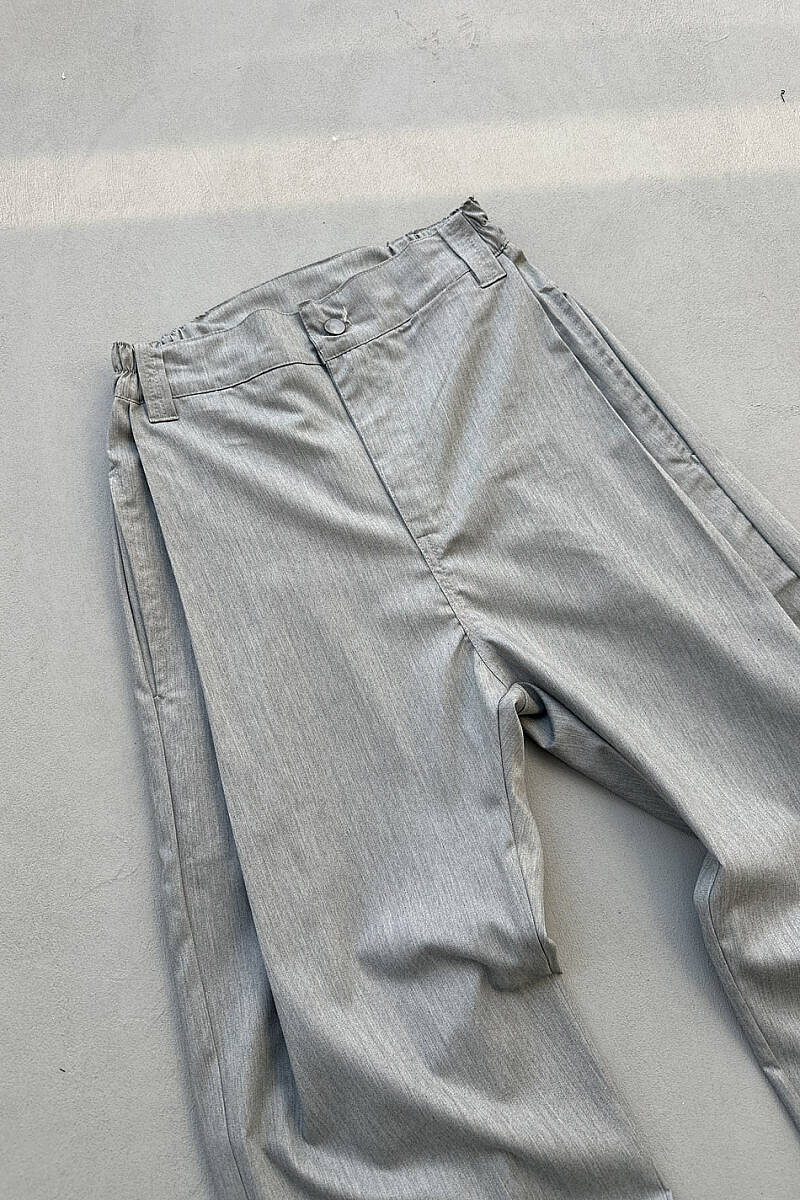 Gri Fenna V2 Pileli Baggy Kumaş Pantolon - 7
