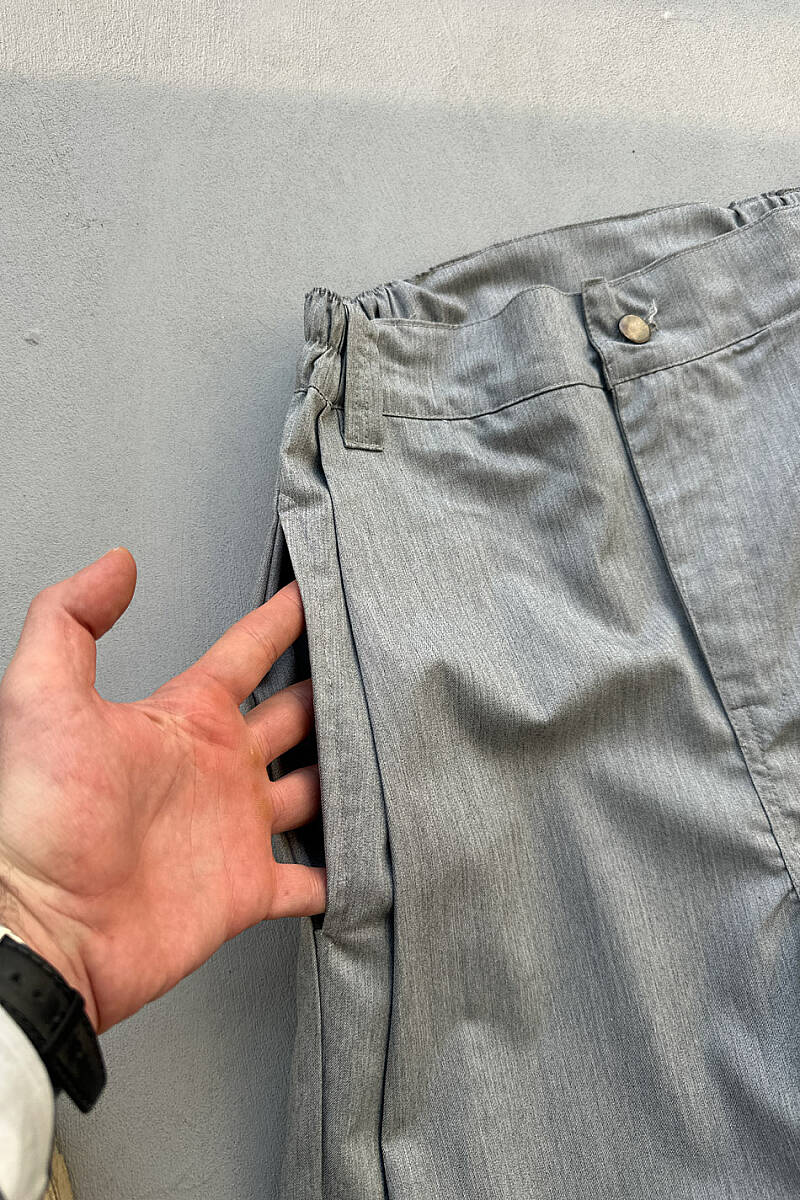 Gri Fenna V2 Pileli Baggy Kumaş Pantolon - 11