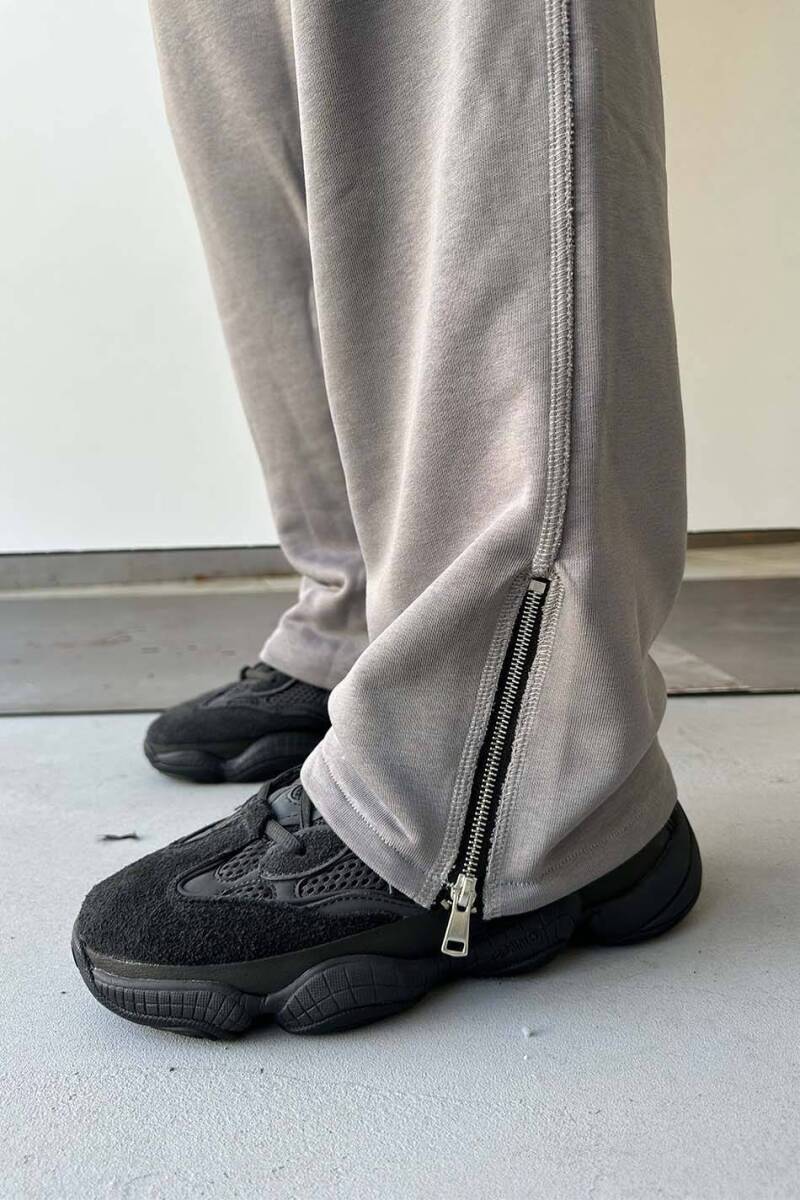 Gri Fermuar Detaylı Baggy Eşofman - SOLDOUT (1)