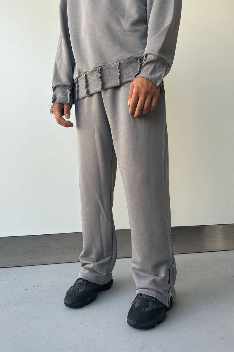 Gri Fermuar Detaylı Baggy Eşofman - SOLDOUT