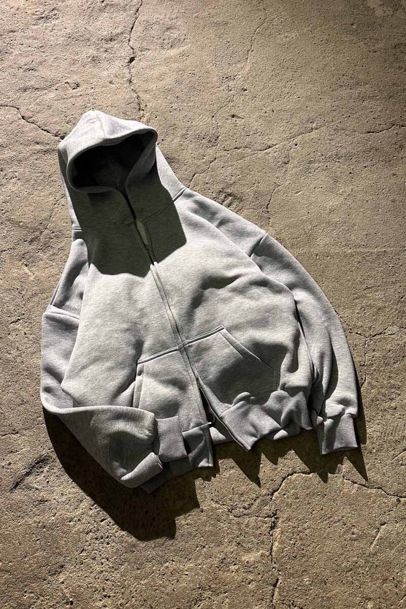 Gri Melanj Oversize Boxy Fit Zip Hoodie - 2