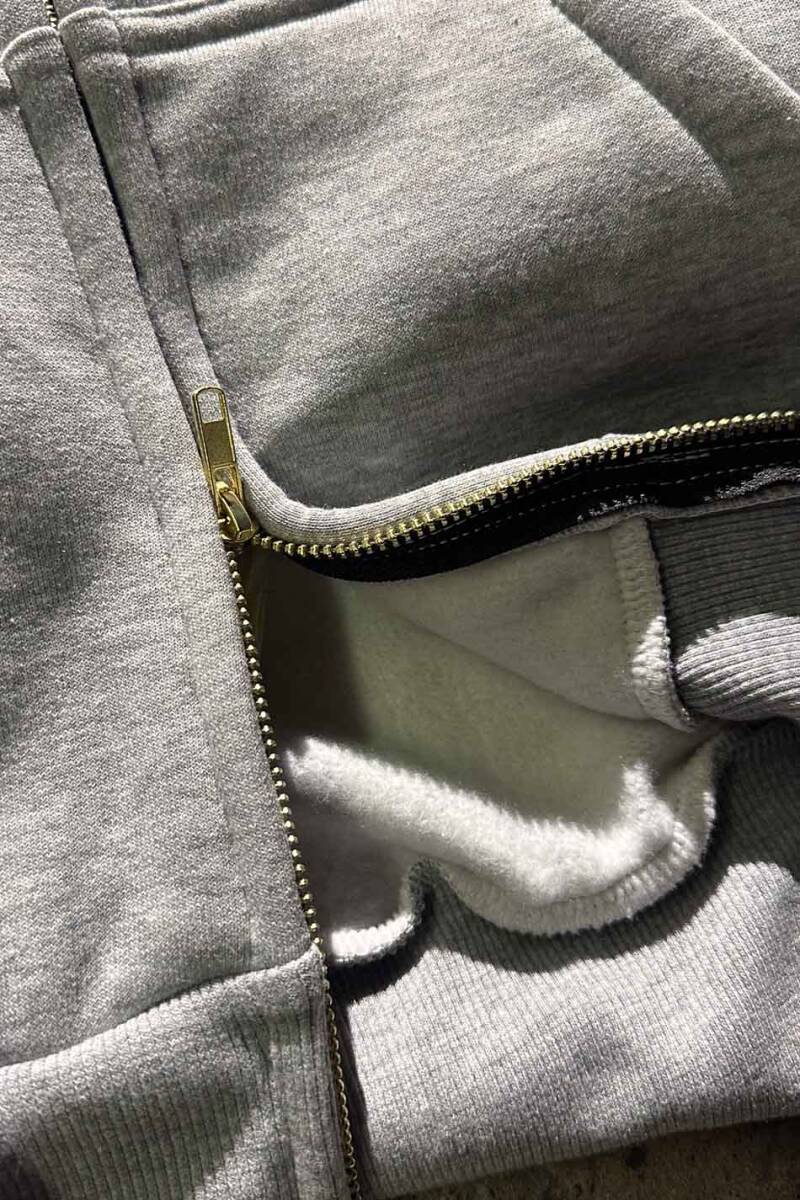 Gri Melanj Oversize Boxy Fit Zip Hoodie - 4