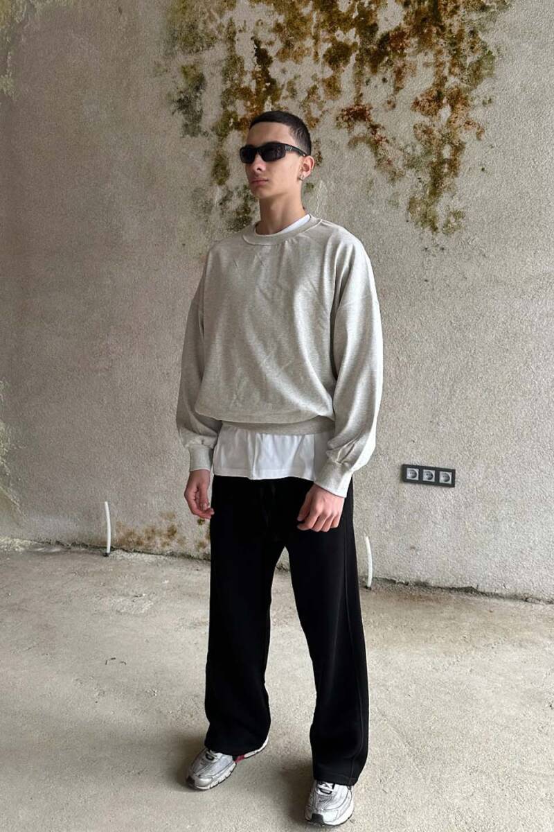 Gri Melanj Extra Oversize Boxy Fit Sweatshirt - 2