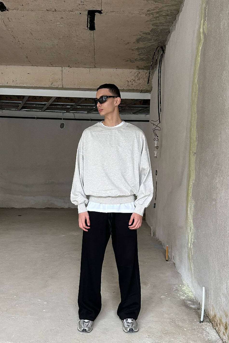 Gri Melanj Extra Oversize Boxy Fit Sweatshirt - SOLDOUT