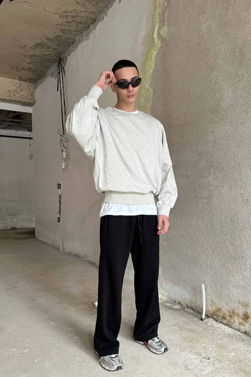 Gri Melanj Extra Oversize Boxy Fit Sweatshirt - 5