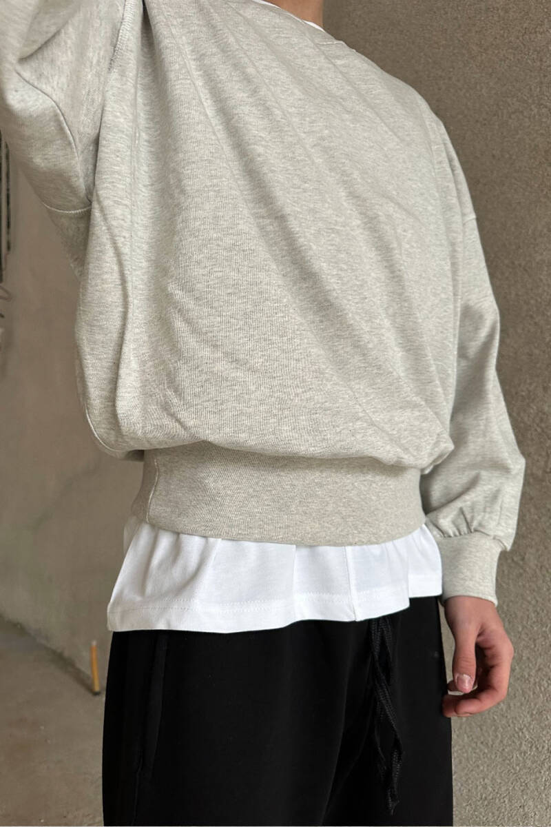 Gri Melanj Extra Oversize Boxy Fit Sweatshirt - 3