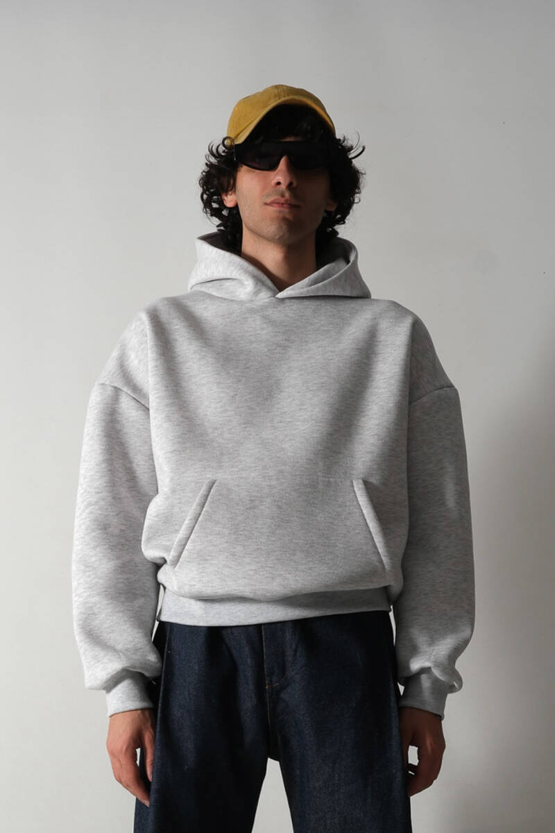 Gri Melanj Oversize Boxy Fit Hoodie - 1