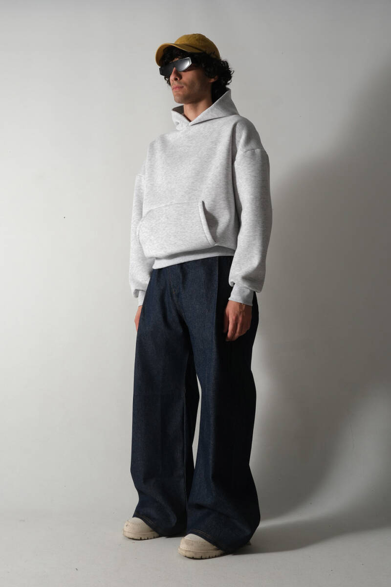 Gri Melanj Oversize Boxy Fit Hoodie - 3