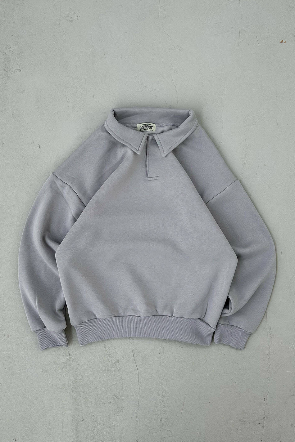 Gri Polo Yaka Oversize Sweatshirt - SOLDOUT