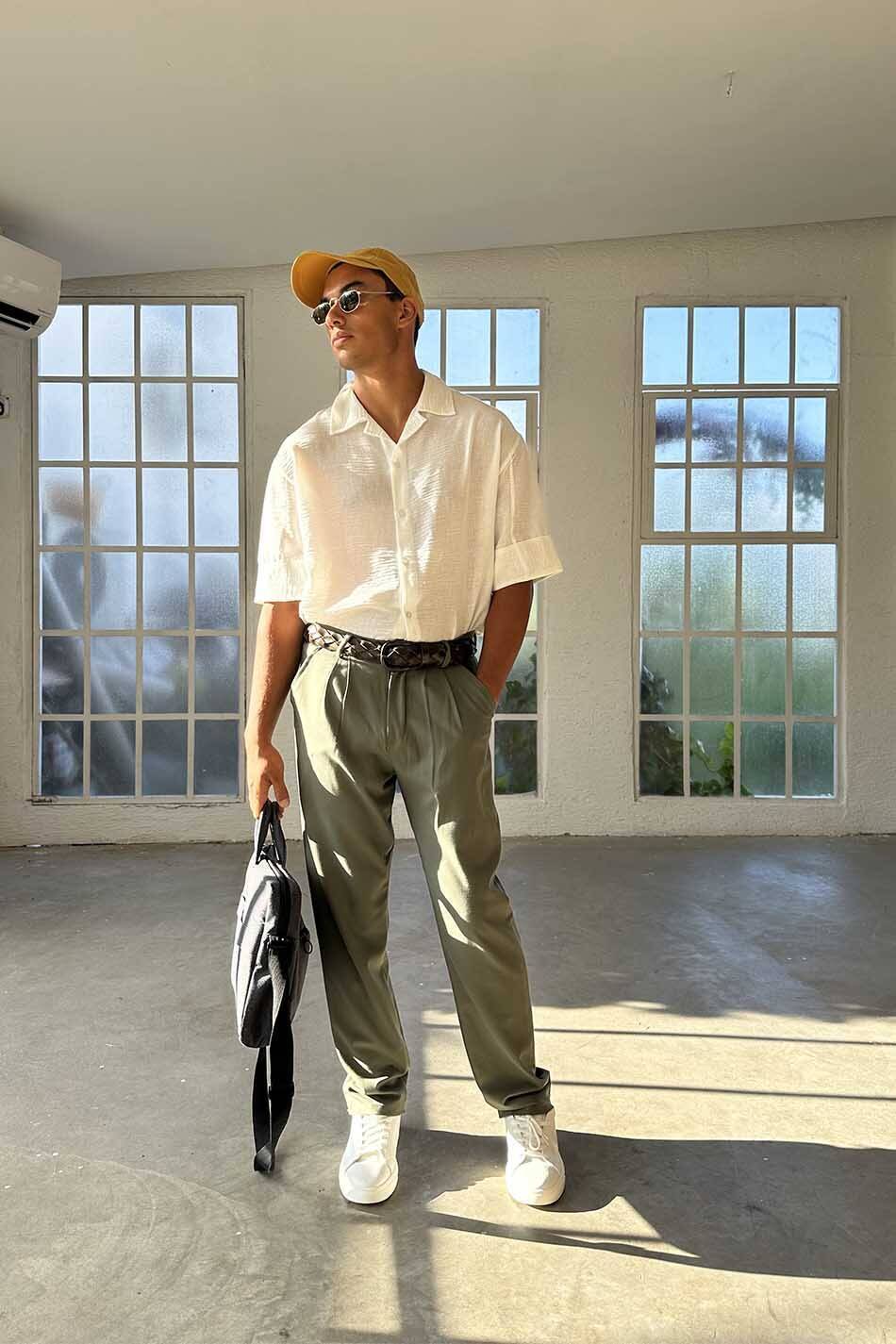 Haki Regular Pileli Kumaş Pantolon - SOLDOUT